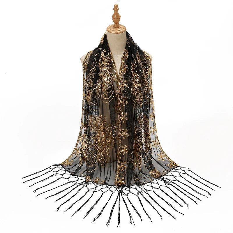 Étole étincelante avec sequins et paillettes