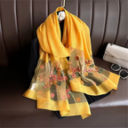 Foulard brodé à motif floral