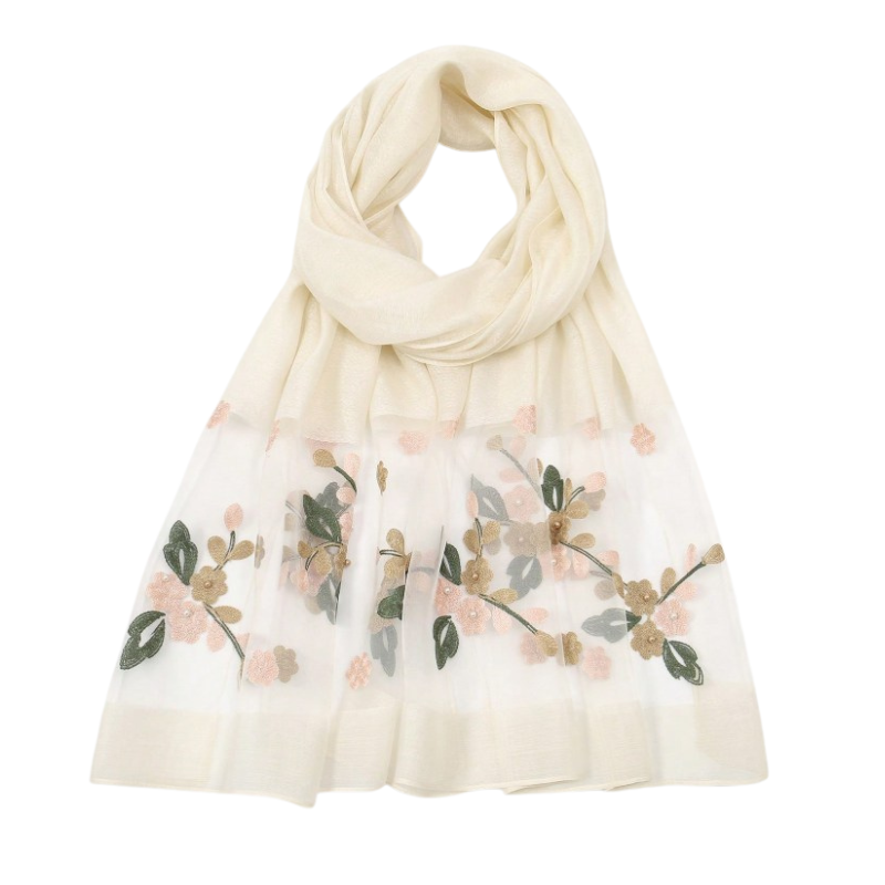 Foulard brodé de fleurs