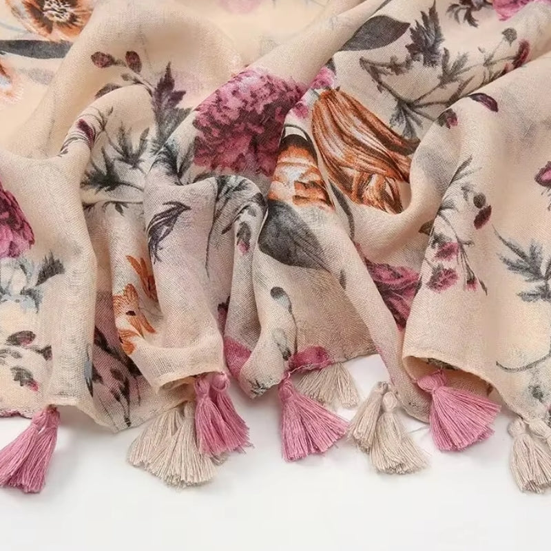 Foulard chèche à pompon