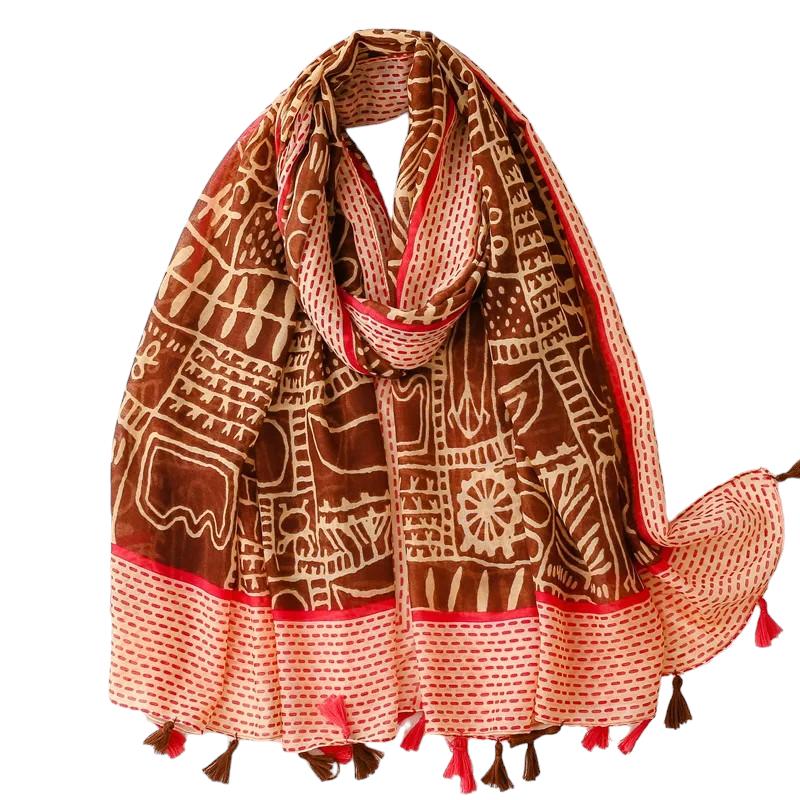 Foulard chèche avec pompon