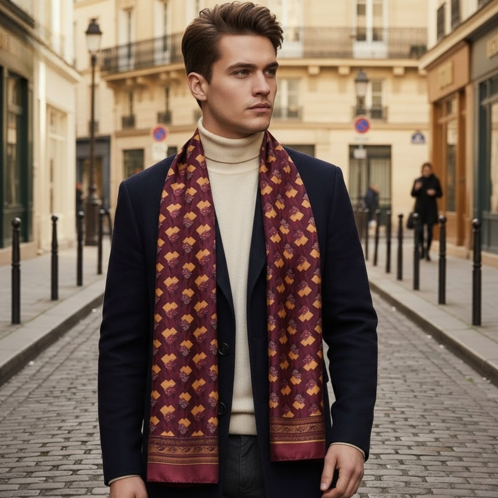Foulard de cou en soie pour homme