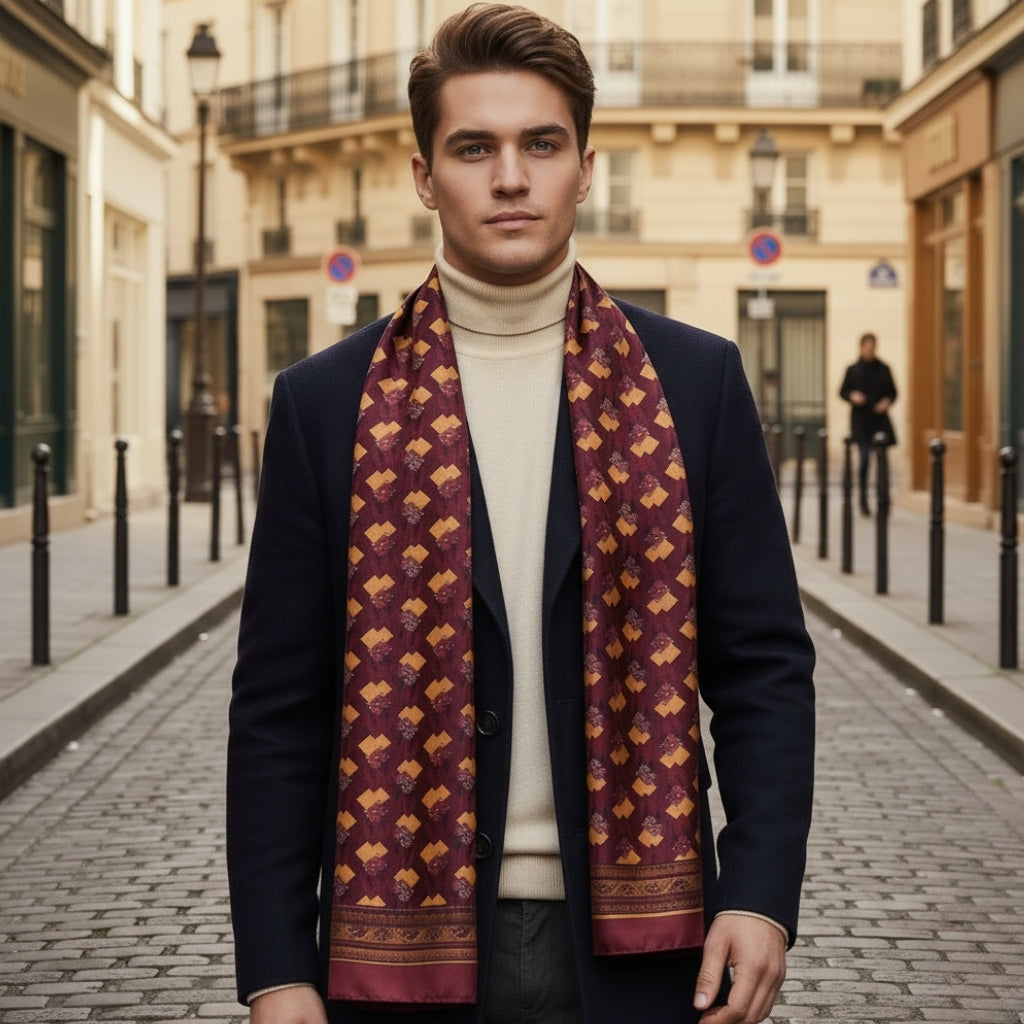Foulard de cou masculin en soie