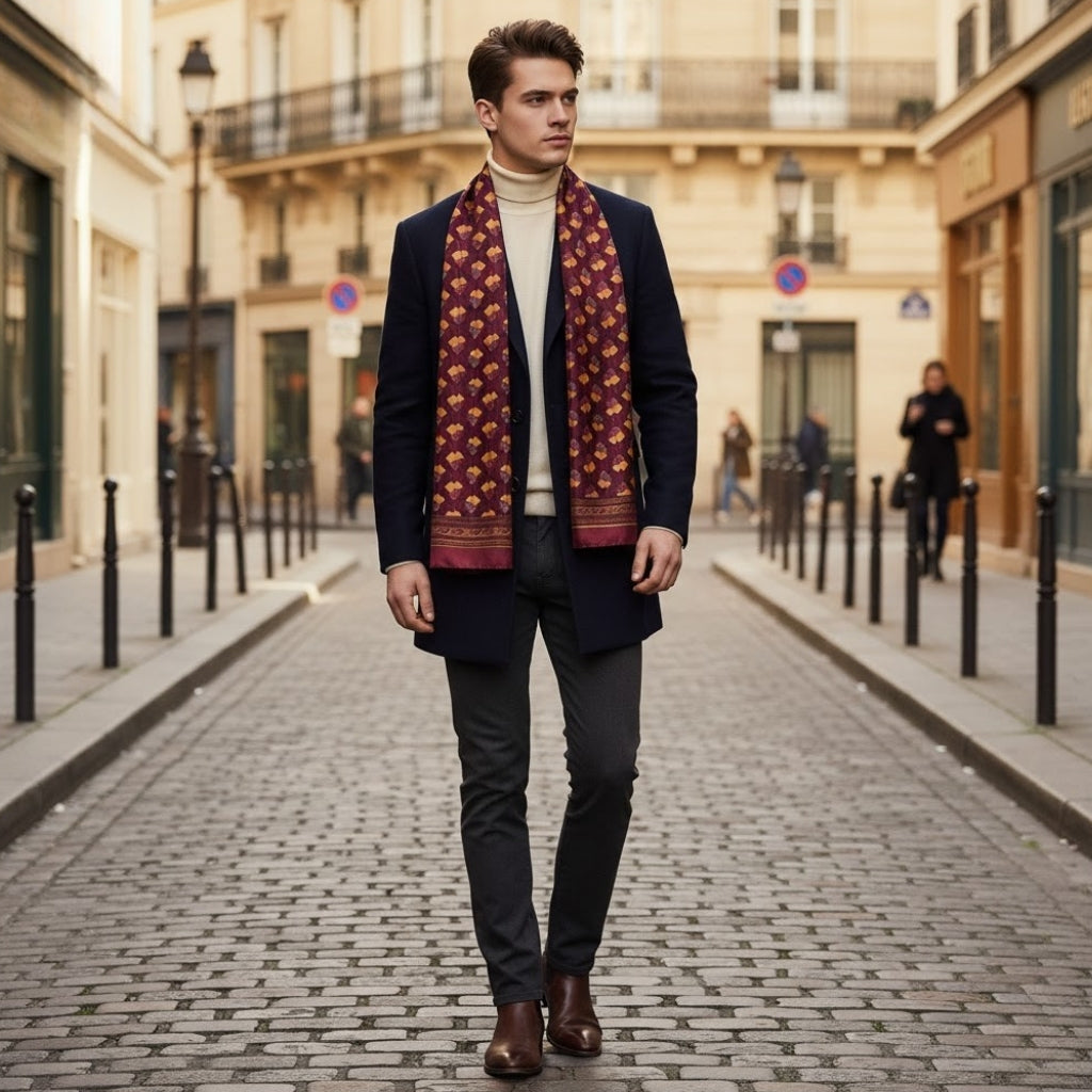 Foulard en soie pour le cou masculin