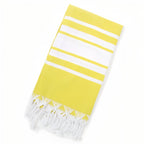 Fouta à franges et lignes bicolores pour plage