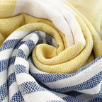 Fouta à franges et rayures tricolores pour plage