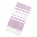 Fouta à lignes bicolores frangée pour la plage