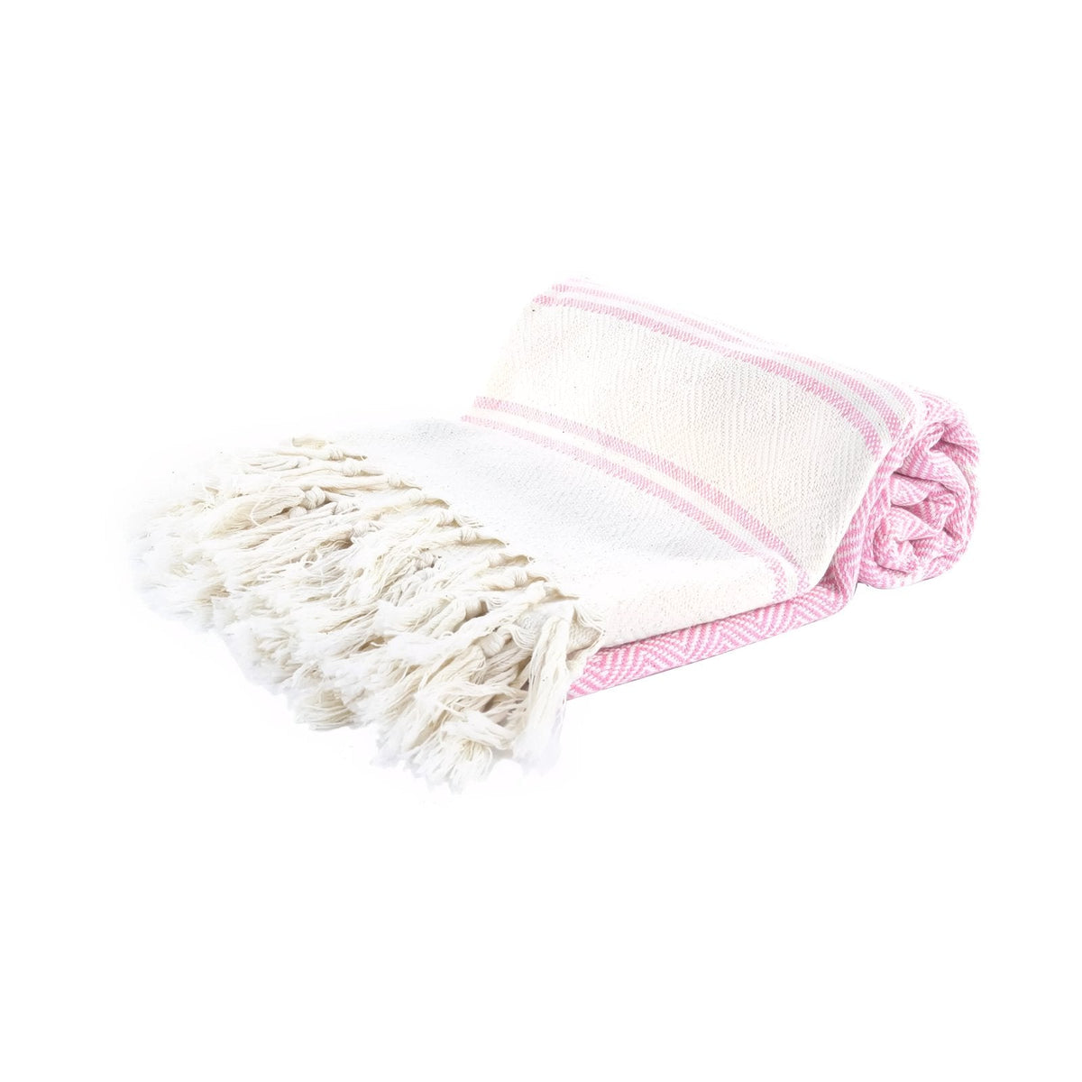 Fouta à rayures asymétriques et finitions frangées pour la plage