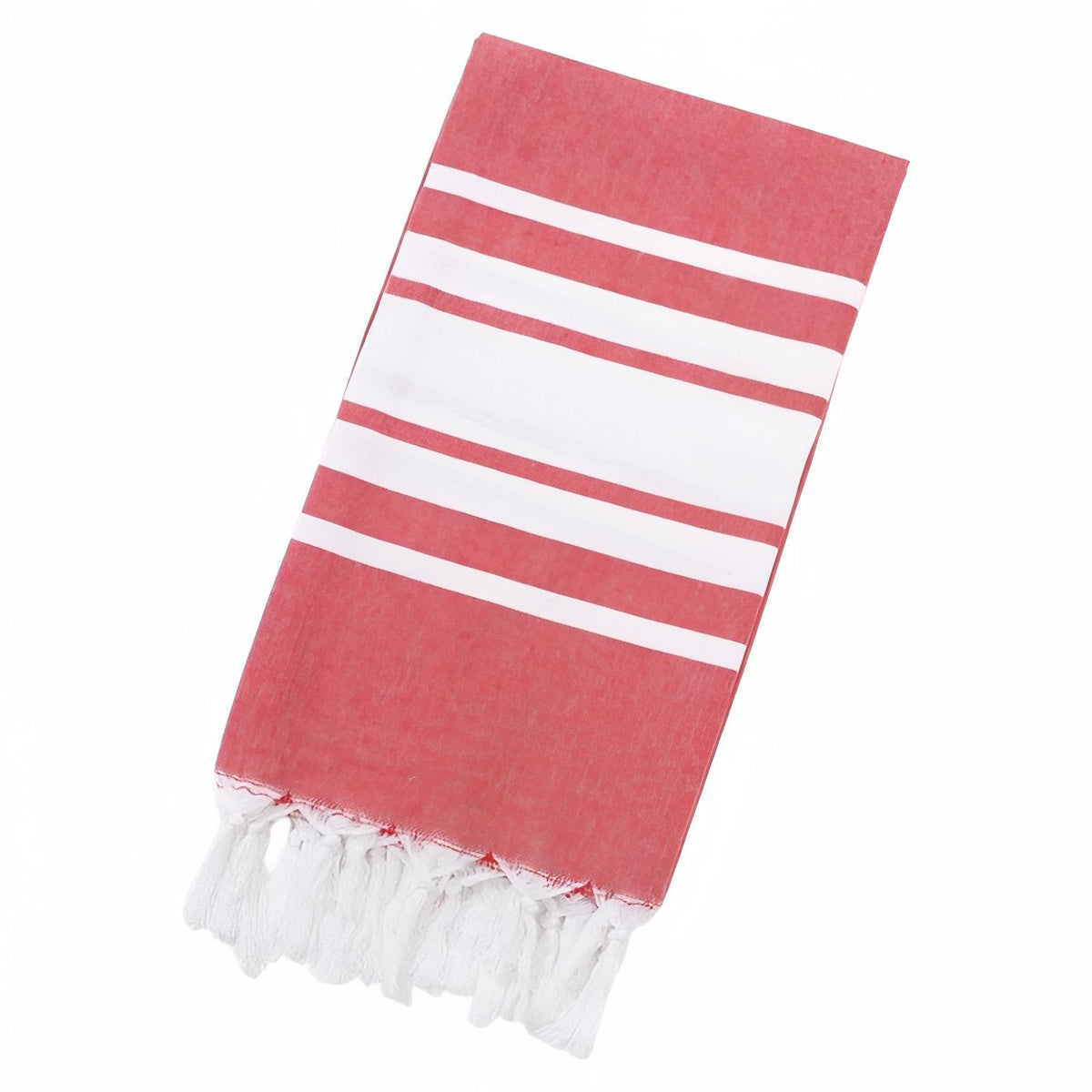 Fouta à rayures placées au centre et franges de plage
