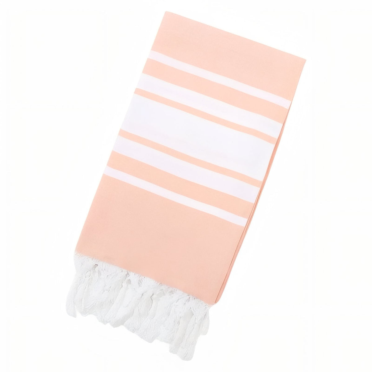 Fouta avec rayures centrées et bords frangés pour plage