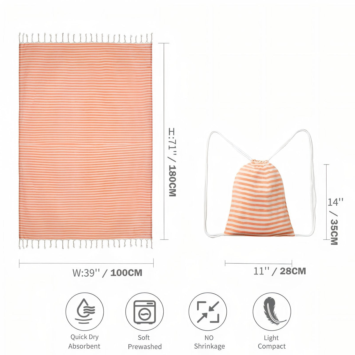 Fouta avec sac de plage assorti