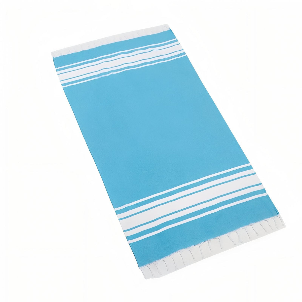 Fouta bicolore pour la plage avec lignes et franges