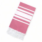 Fouta bicolore rayée avec franges pour la plage