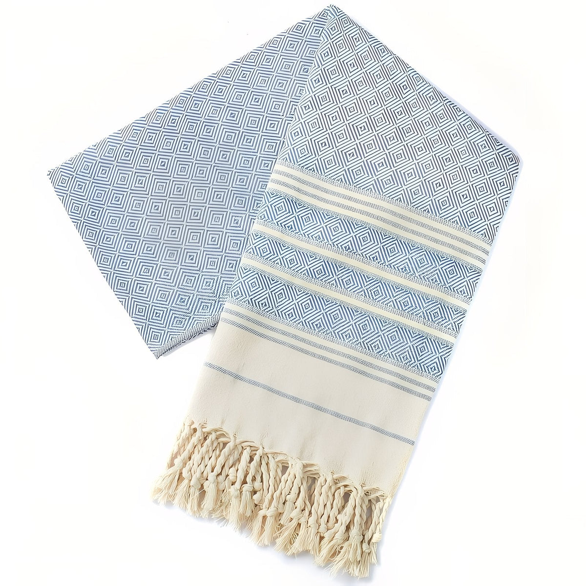 Fouta colorée et frangée en coton pour plage