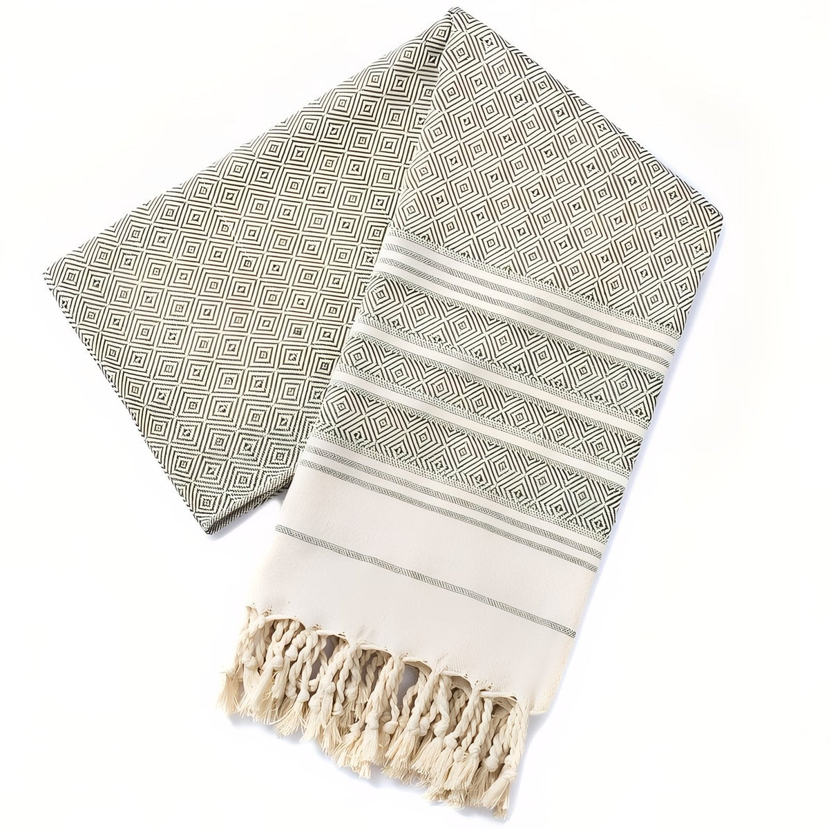 Fouta de coton coloré avec finitions frangées pour plage