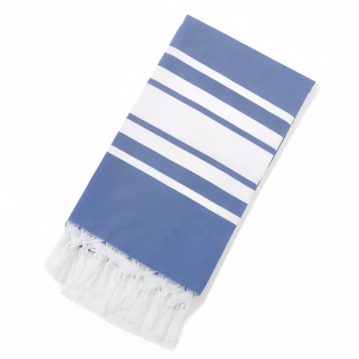 Fouta de plage à rayures bicolores et franges