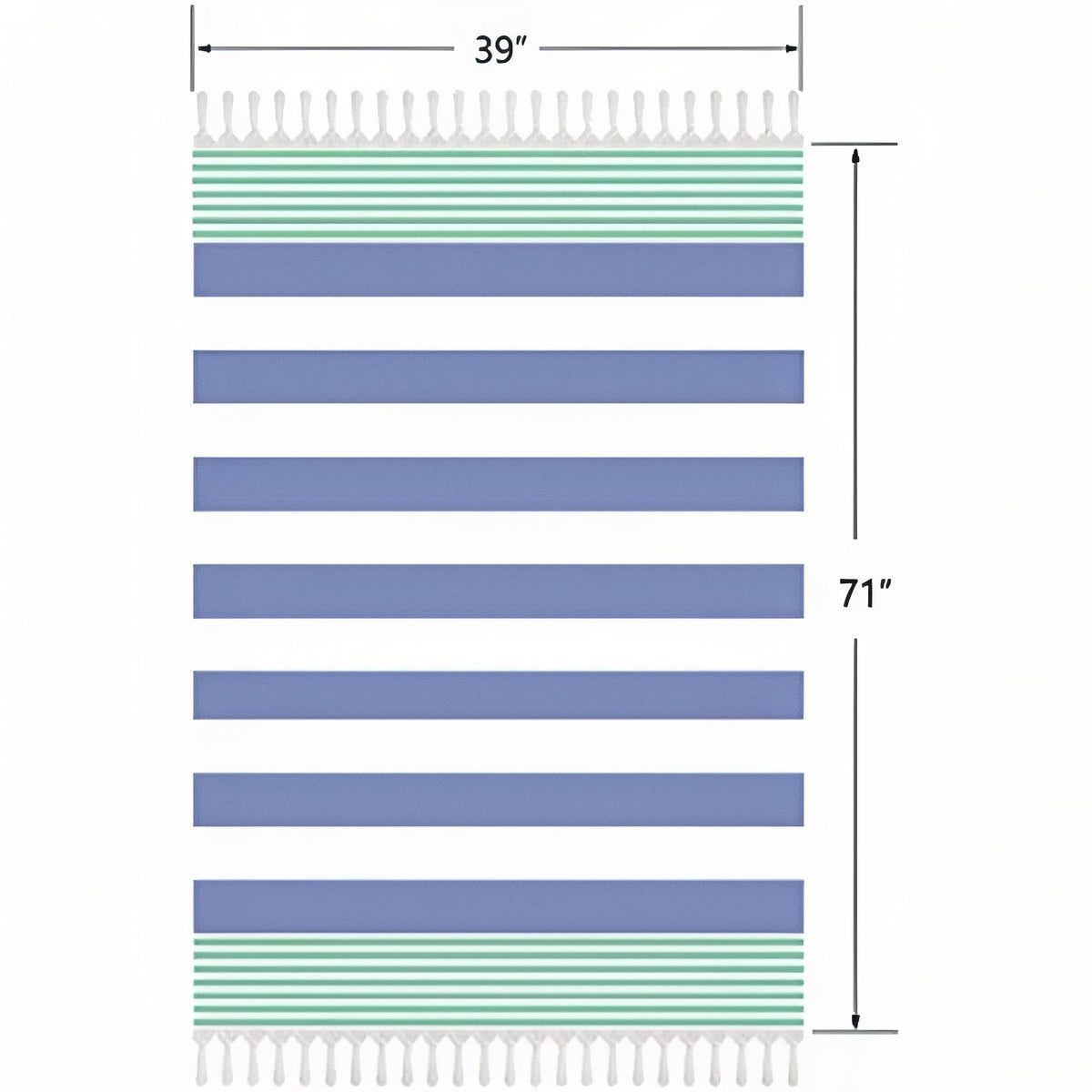 Fouta de plage à rayures tricolores et franges