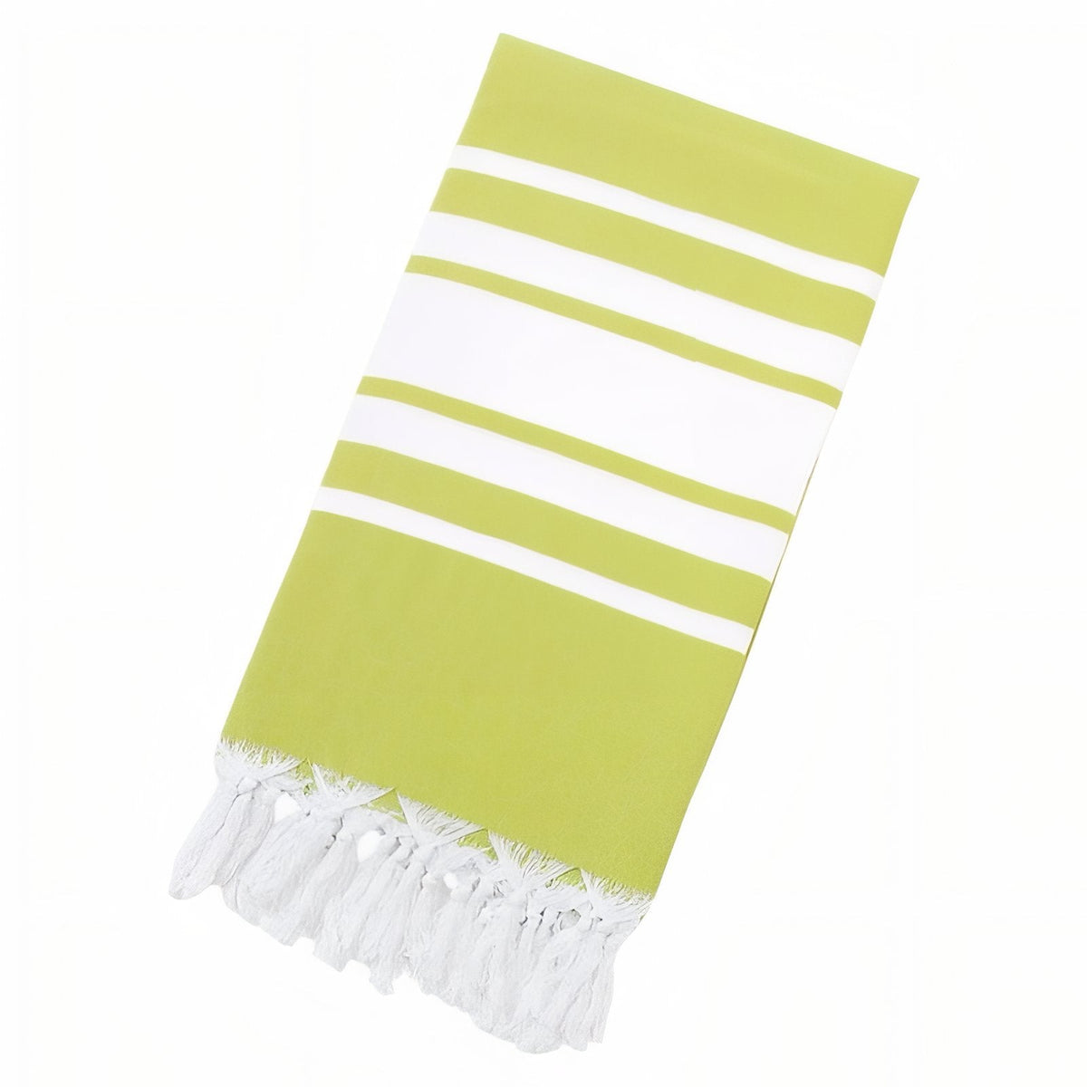 Fouta de plage aux rayures centrales avec franges