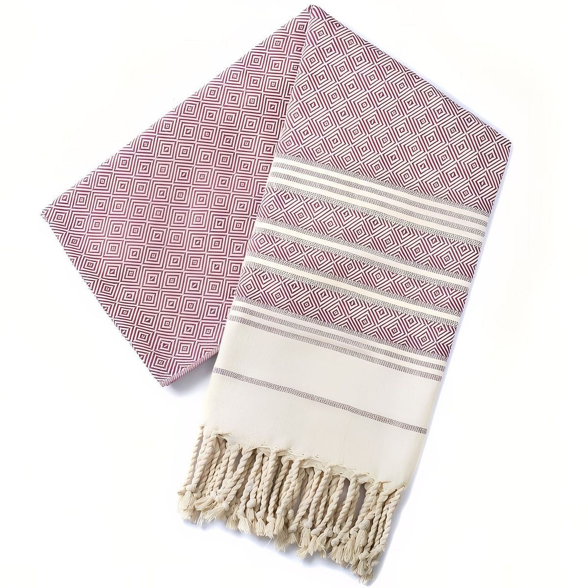 Fouta de plage avec franges en coton coloré