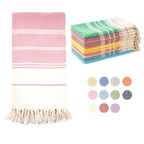 Fouta de plage avec rayures asymétriques et franges