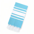 Fouta de plage bicolore lignée à franges