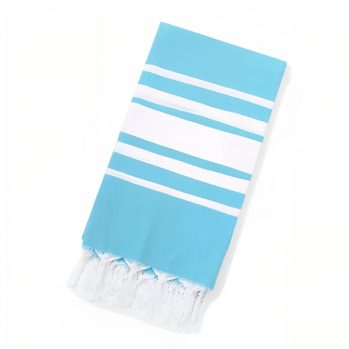 Fouta de plage bicolore lignée à franges