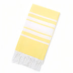 Fouta de plage en deux couleurs lignée et frangée