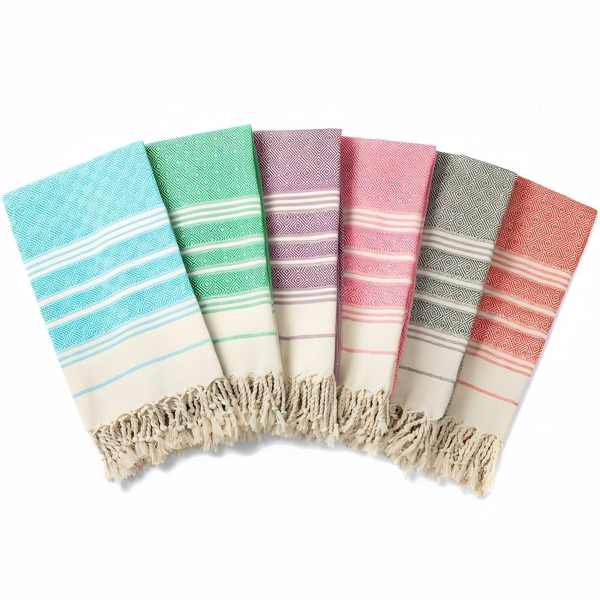 Fouta de plage frangée au motif rayé asymétrique