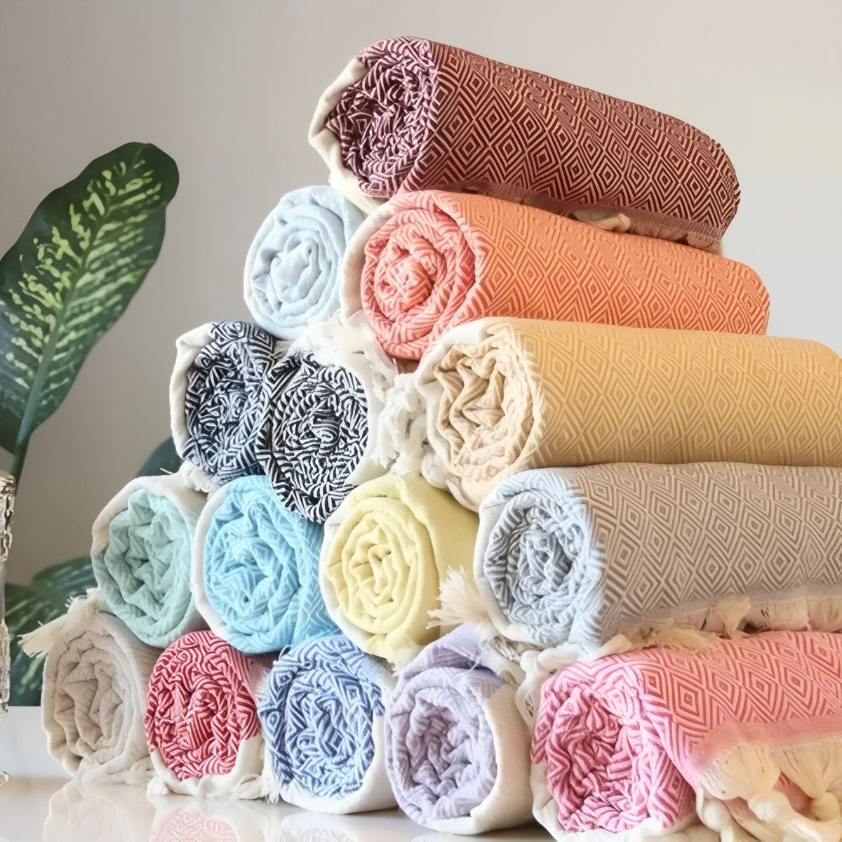 Fouta en matière éponge pour la plage
