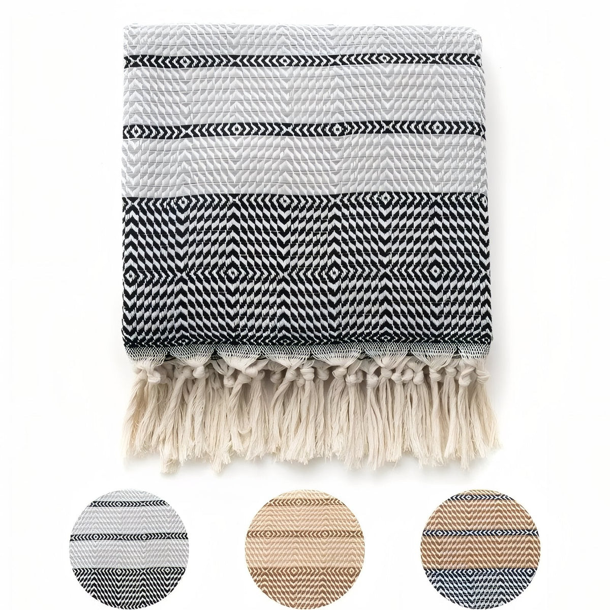 Fouta texturée nid d'abeille pour plage