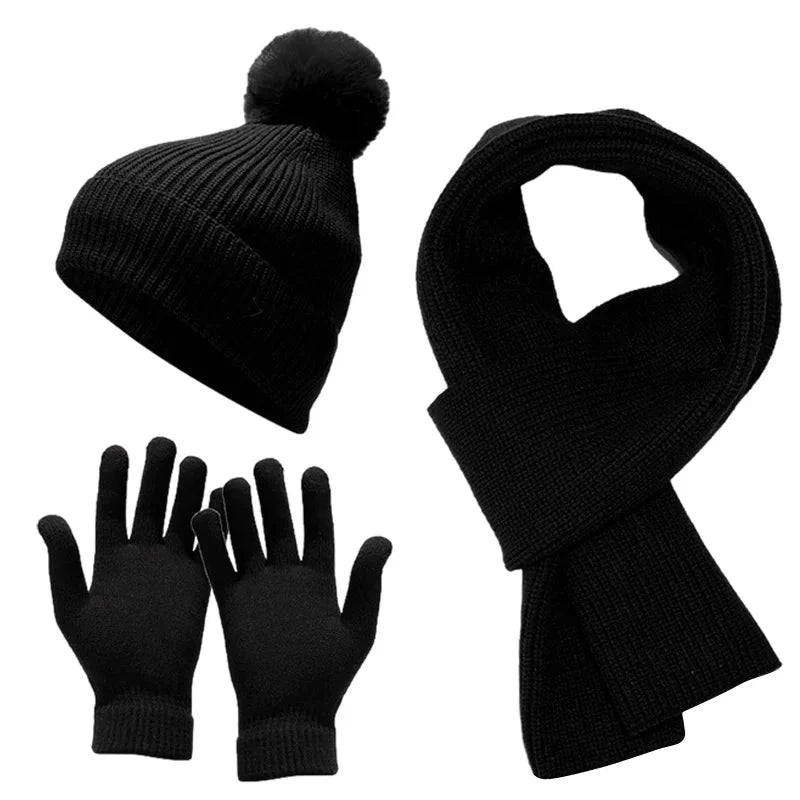 Gants avec bonnet et écharpe pour femme