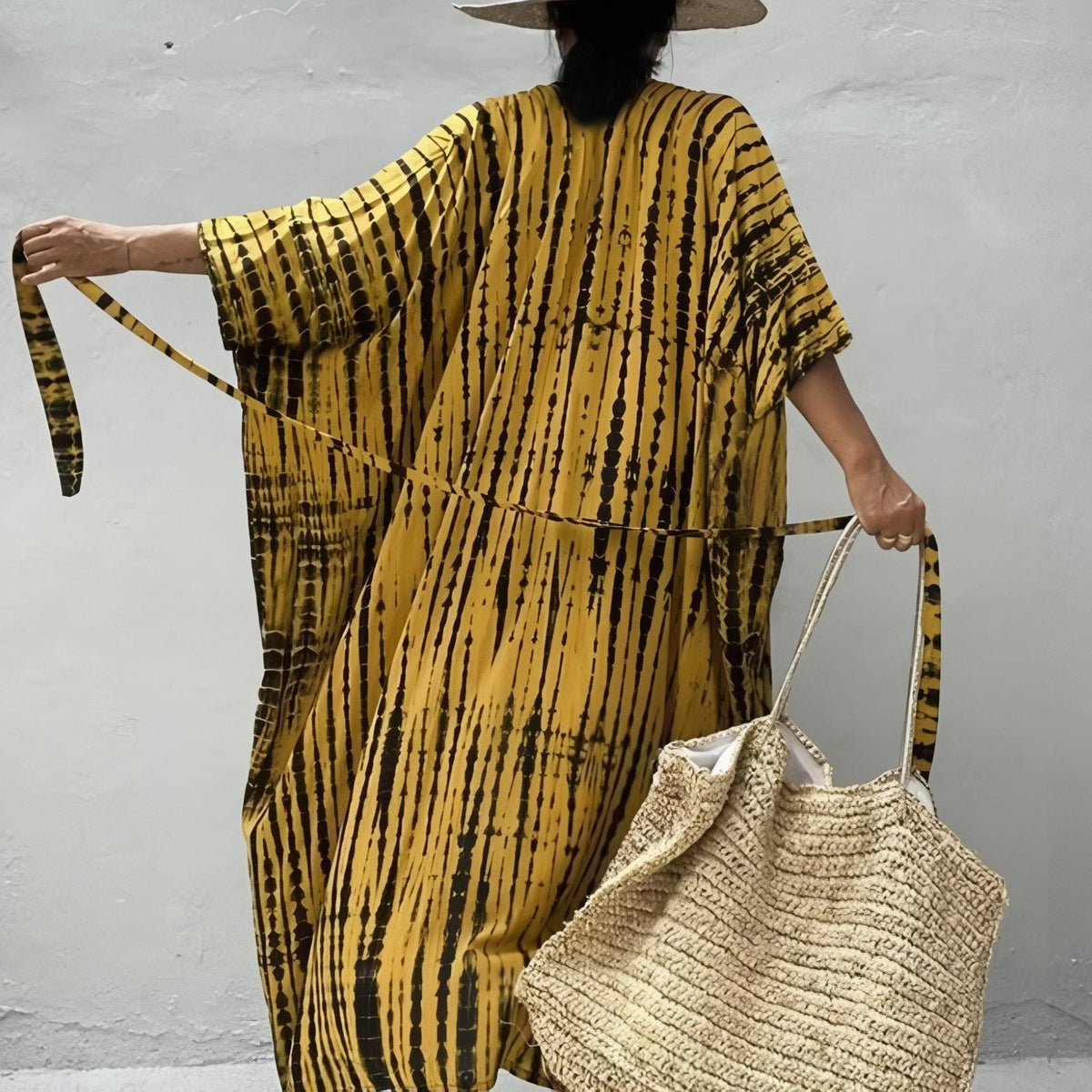Kimono à imprimé de lignes pour la plage