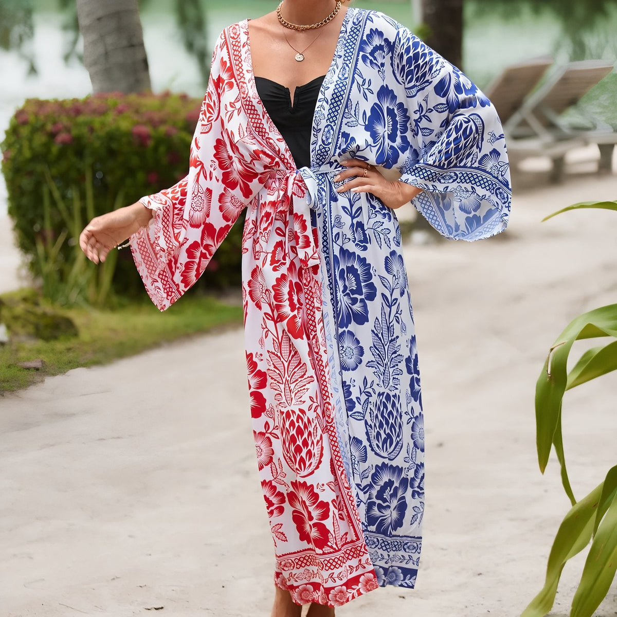 Kimono à imprimé d’été grande taille pour la plage
