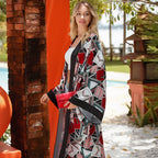 Kimono ample à motifs imprimés pour la plage