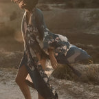 Kimono balnéaire à imprimé fleuri