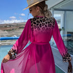 Kimono balnéaire à imprimé léopard