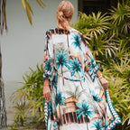 Kimono balnéaire multicolore d’inspiration africaine