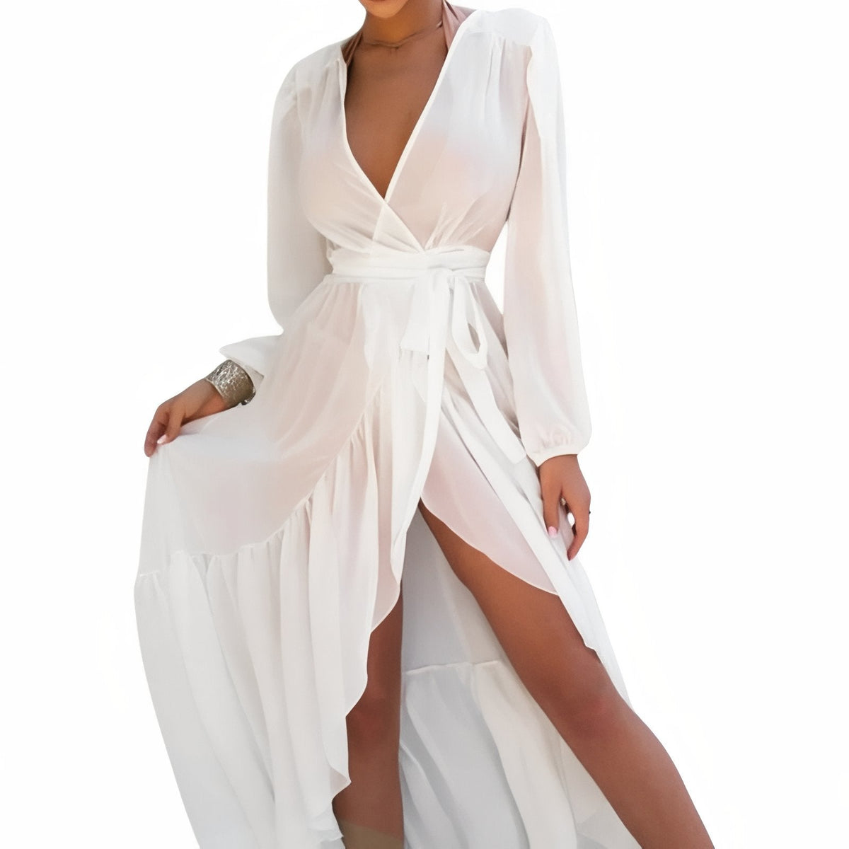 Kimono chic monochrome pour la plage
