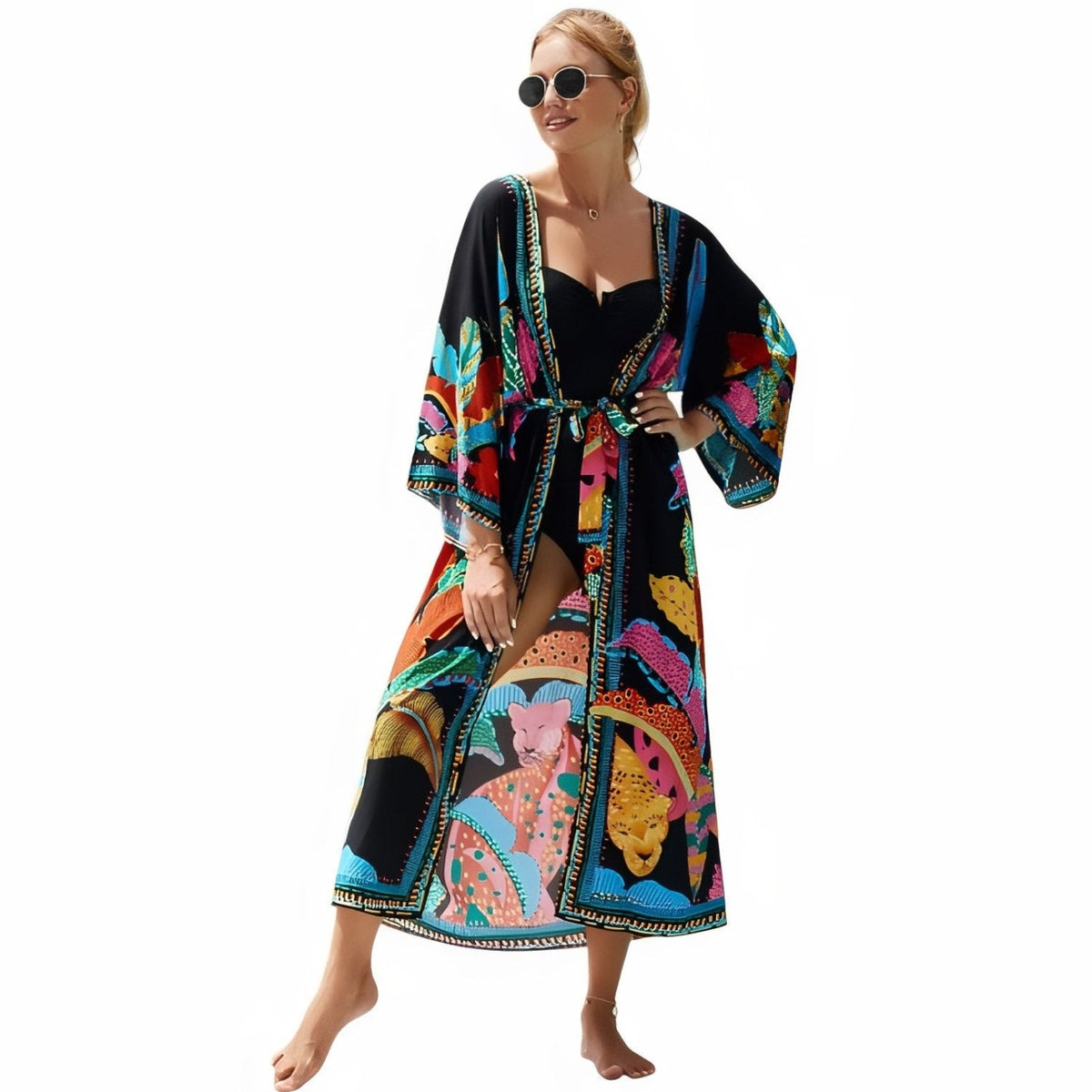 Kimono coloré façon africaine pour tenue de plage