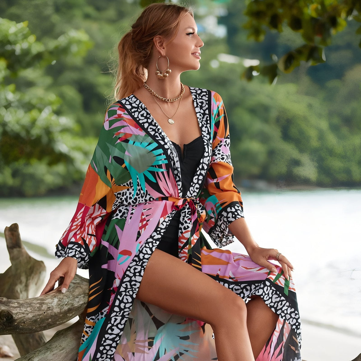 Kimono coloré pour la plage inspiration africaine