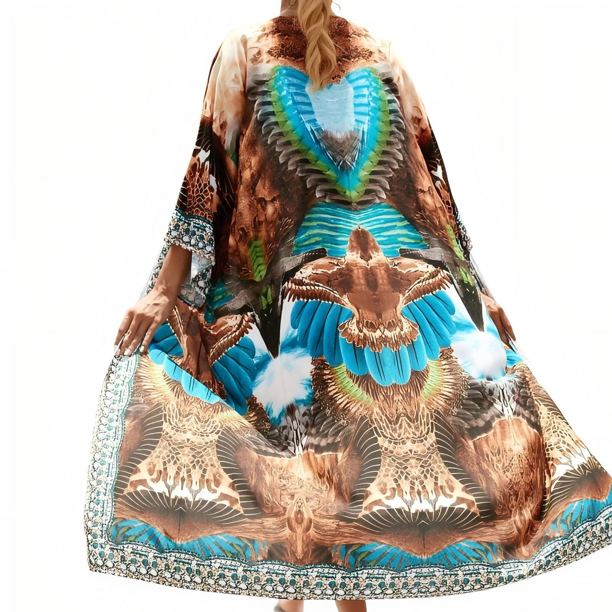 Kimono de plage à imprimé estival en grande taille