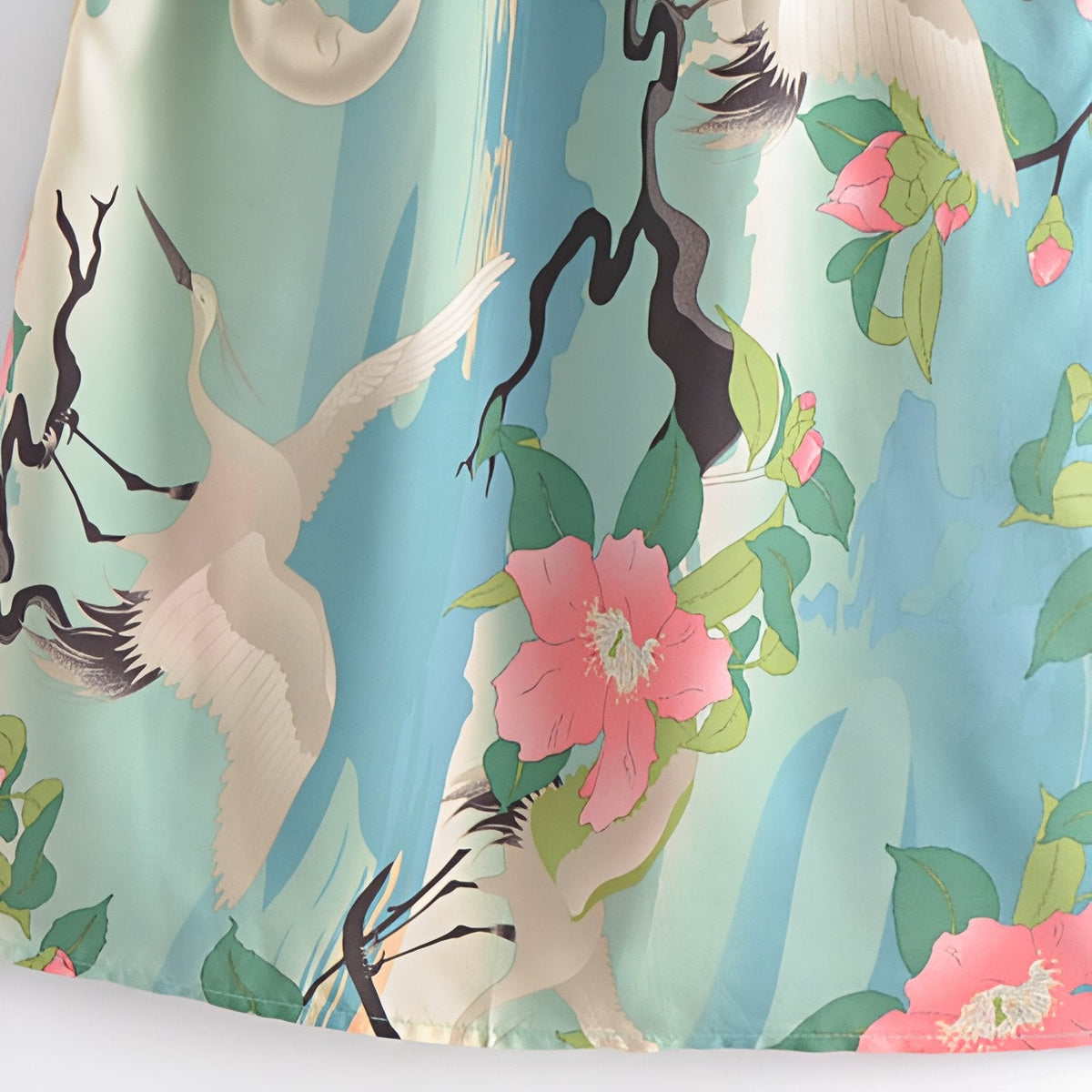 Kimono de plage à manches amples et effet floral