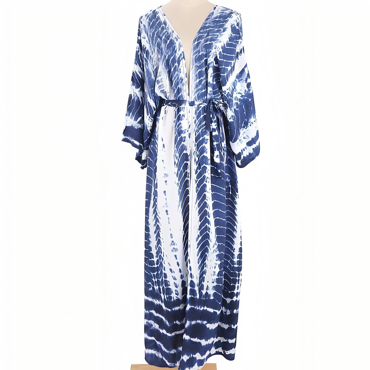 Kimono de plage à manches longues, effet tie and dye