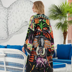 Kimono de plage ample et long à imprimés