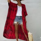 Kimono de plage au motif ligné