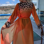 Kimono de plage avec imprimé léopard