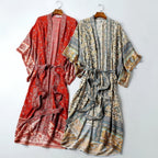Kimono de plage ceinturé au style bohème