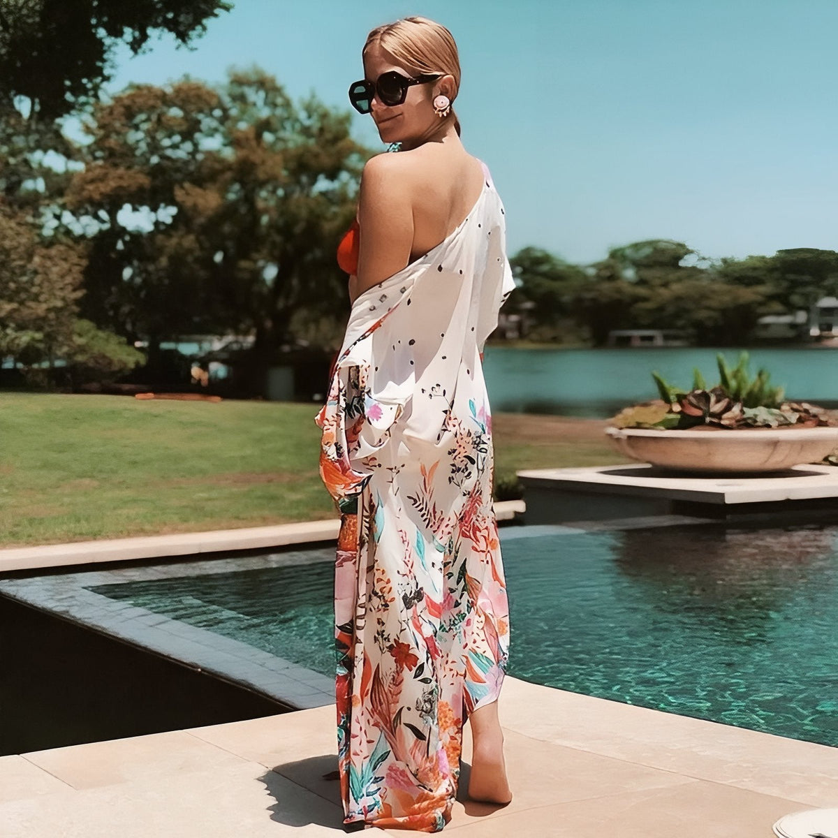Kimono de plage de couleur printanière