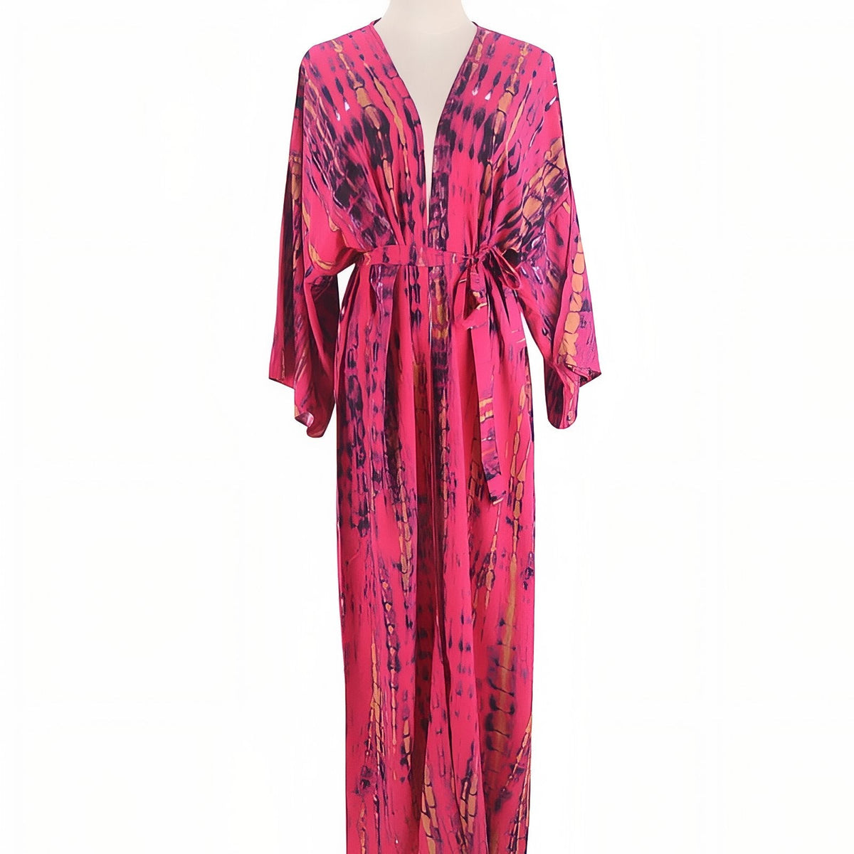 Kimono de plage effet tie and dye, manches longues