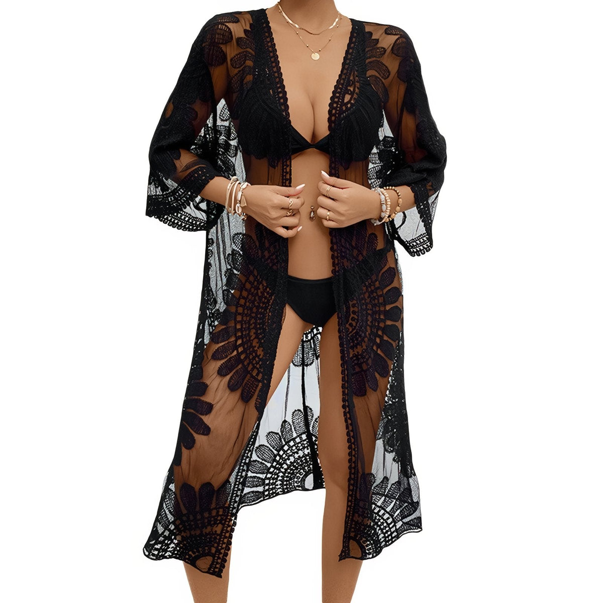 Kimono de plage en dentelle